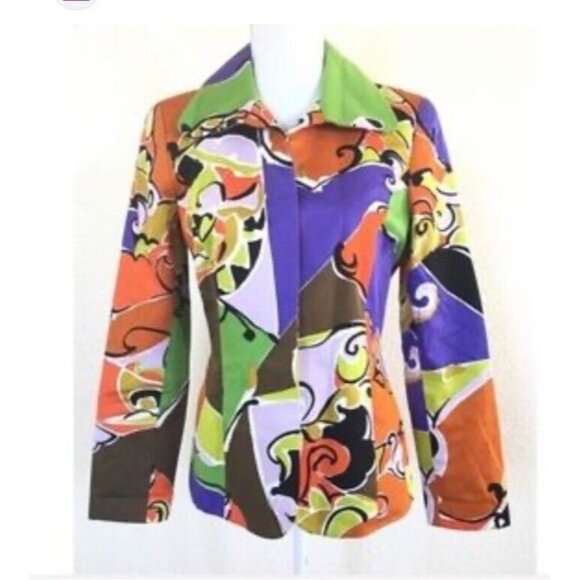 VTG Dana Buchman Size 4 Blazer Jacket Multi Color Abstract Pattern Lined USA EUC - Picture 4 of 16